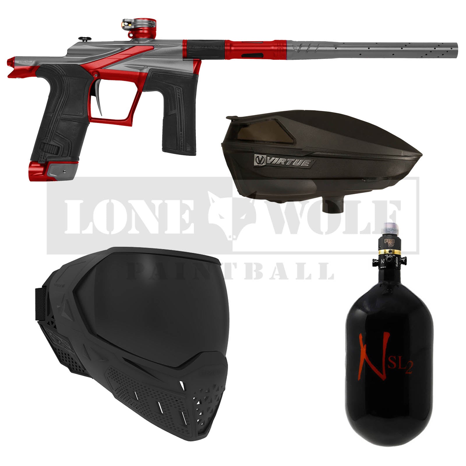 Used Planet Eclipse LV1.6 Paintball Gun - Black / Red w/ Red Grip